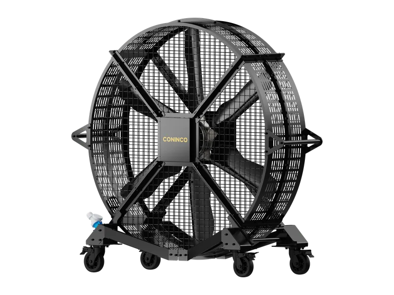 ProAir: ventilador portátil sobre ruedas, en vista de tres cuartos